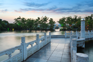 banyan lake at dusk