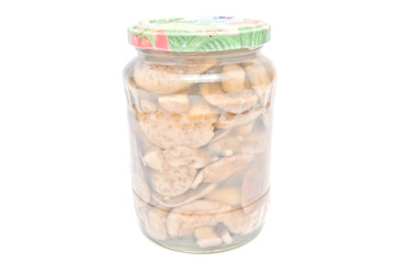single jar with mushrooms
