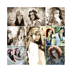 Junge Hippie Frauen Collage