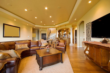 Furnished living room in luxury home
