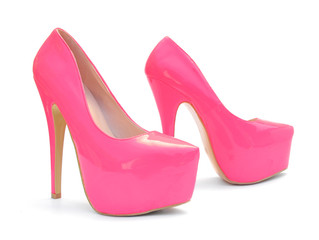 Pink high heels pump shoes