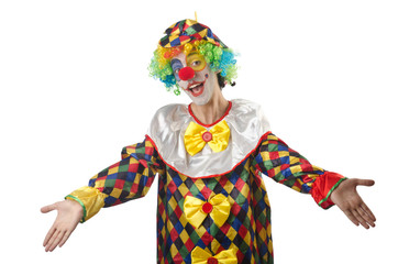 Funny clown on the white