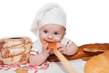 little boy in the cook costume