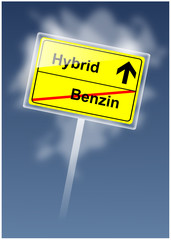 Schild - Hybrid/Benzin