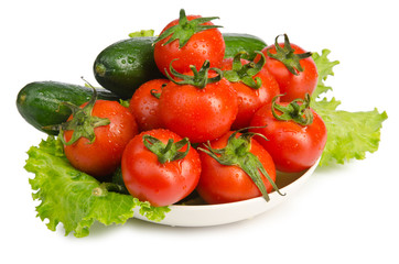 Cucumbers and tomatoes ready for salad