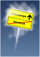 Schild - Solarenergie/Atomkraft