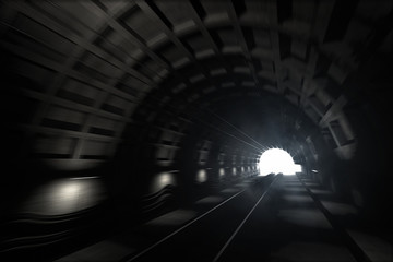 subway tunnel with glowing end
