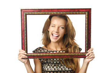 Picture frame and attractive woman