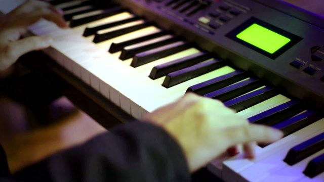 Hand Playing Piano No.3 with Lighting