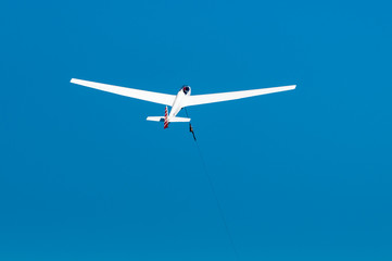Windenstart eines Segelflugzeuges