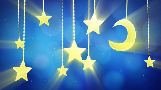 night time decoration moon and stars loop