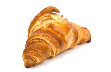Fresh and tasty croissant on white background