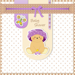 baby shower - stripes with butterfly and bear