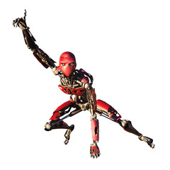 Red robot isolated