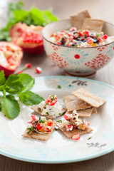 Cheese dip with pomegranate seeds
