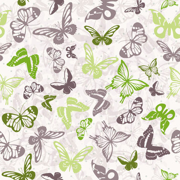 Seamless vector pattern with butterflies