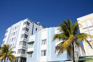 Fototapeta na wymiar Apartamenty na Ocean Drive, Miami.