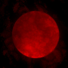 Red full moon and clouds 3d