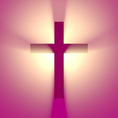 Christliches Kreuz Silhouette von hinten beleuchtet