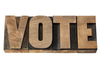 vote word in wood type