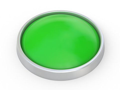 3d Green Button Isolated On White Background