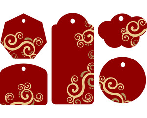 Etichetta rossa con decorazione
