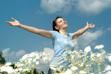 Interesting woman enjoys  freedom