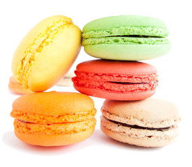 assortment of delicious and colourful french macaron cookies and