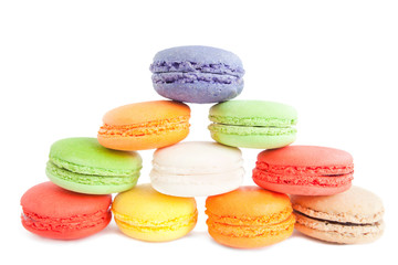 Fototapeta na wymiar assortment of delicious and colourful french macaron cookies and