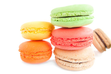 Fototapeta na wymiar assortment of delicious and colourful french macaron cookies and