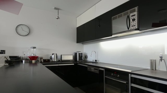 Moder black and white kitchen interior