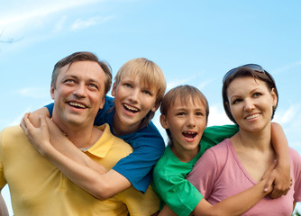 Pleasant family outdoors