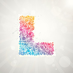 Colorful pattern alphabet. Letter L