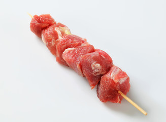 Raw pork skewer