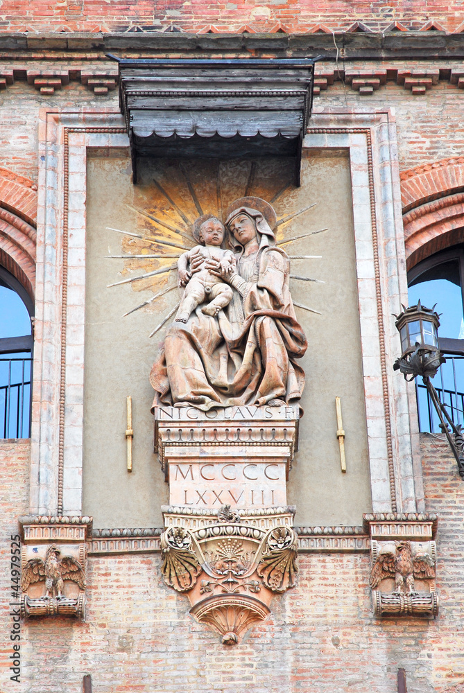 Wall mural Bologna Niccolo Arca Madonna statue at Accursio palace.