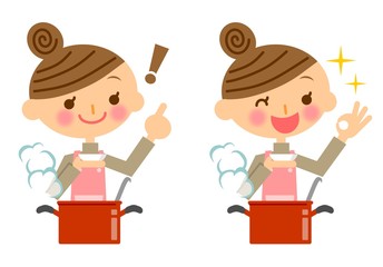 料理をする主婦