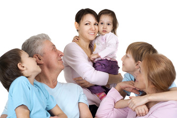 Happy Caucasian family of six