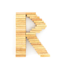 Wooden domino alphabet,R