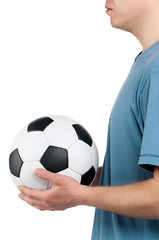 Man with classic soccer ball