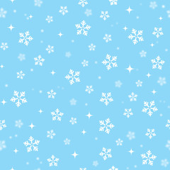 Snowflakes on blue sky - Christmas seamless background