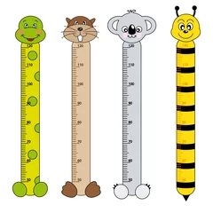 Fotobehang Lengtemeter Koppelmeter voor kinderen. Dieren