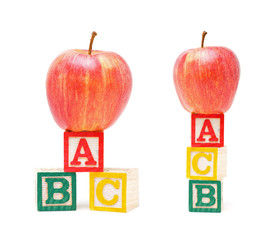 ABC Blocks and Red Apple isolated