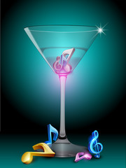 3D musical notes on shiny background. EPS 10.