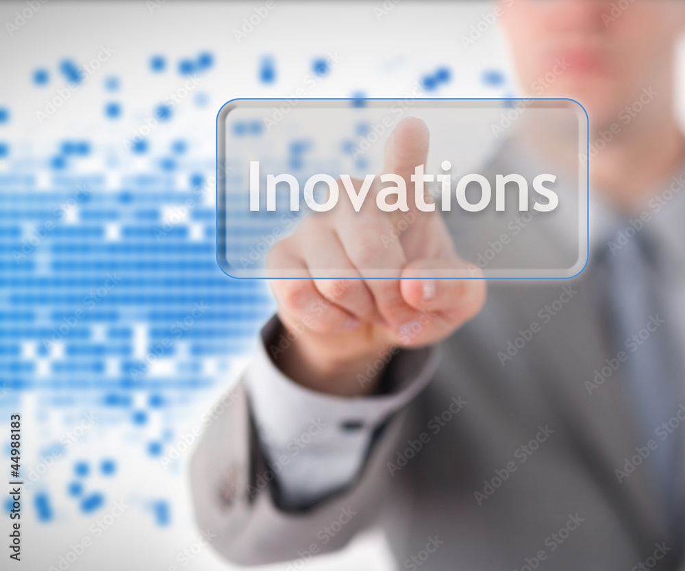 Poster Man touching innovations button