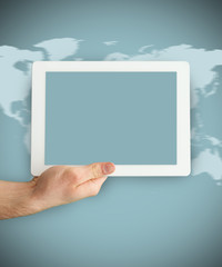 Hand holding tablet pc