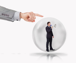 Businessmans bubble is about to burst