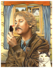 Portrait.Ein Mann mit Stofftier