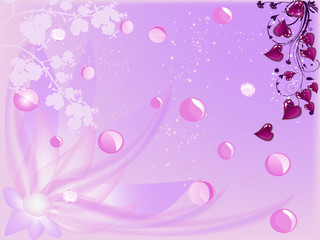 dark hearts on pink floral background