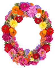number 0 made from flowers