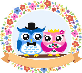 owl bride and groom